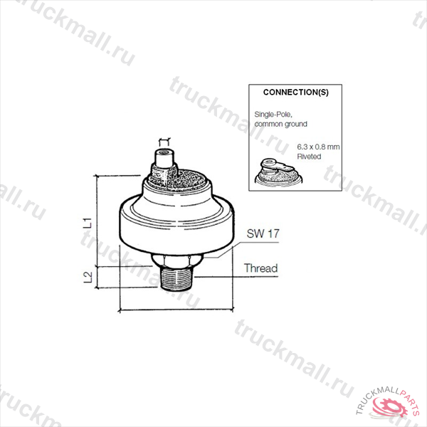 PRESS SWITCH 5 4BAR EARTH RET - 230-113-001-008C