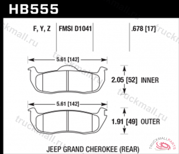 КОЛОДКИ ТОРМОЗНЫЕ HB555Y.678 HAWK LTS ЗАДНИЕ INFIN - HB555Y678