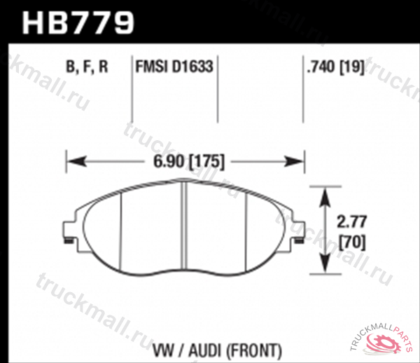 Колодки тормозные HB779F.740 HAWK HPS 19mm - HB779F.740